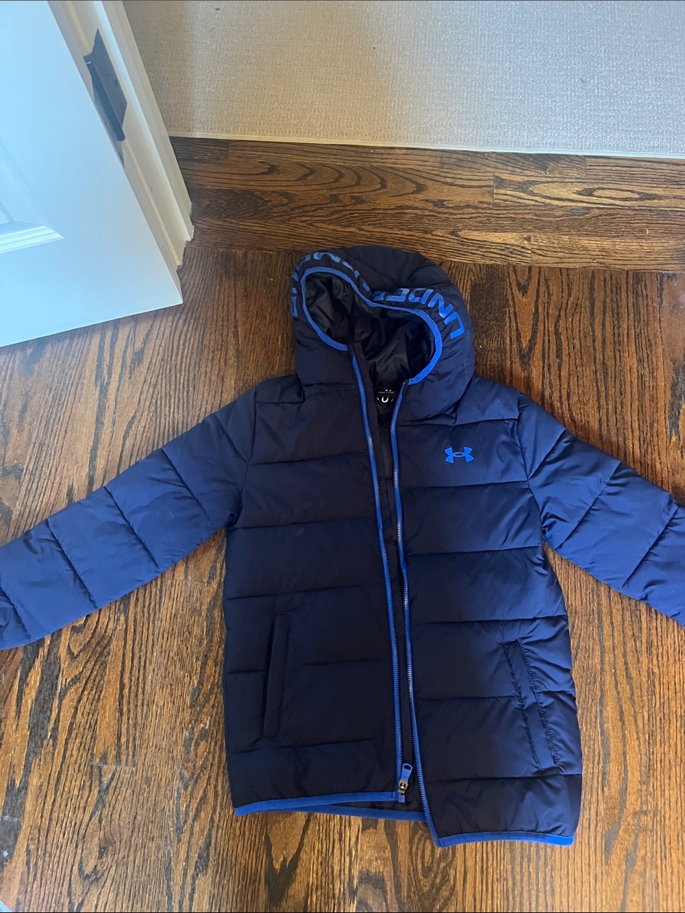 Under Armour Navy and Royal Blue Puffer Jacket with Hood